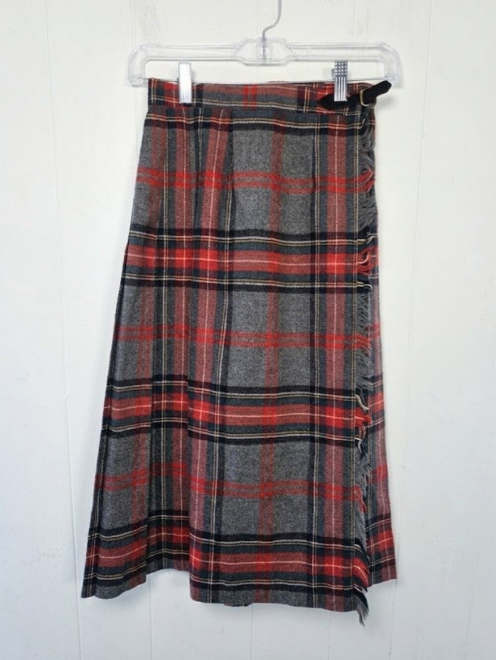 Vintage Womens Holiday Plaid Pleated Midi Length Skirt Size XS